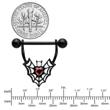 将图片加载到图库查看器,14G 11/16 Red Gem Black Gothic Bat Heart Nipple Shield Set