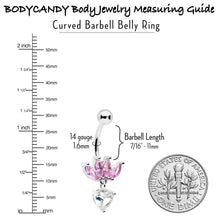 将图片加载到图库查看器,Clear Pink CZ Gem Crown And Heart Dangle Belly Ring