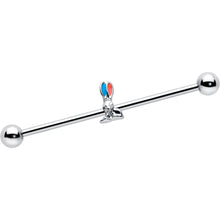 Load image into Gallery viewer, 14G Easter Bunny Red Blue Ears Industrial Barbell 38mm