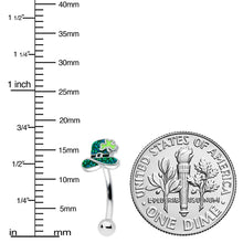 将图片加载到图库查看器,16G 5/16 Glitter Top Hat Shamrock St Patricks Curved Eyebrow Ring