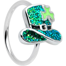 Load image into Gallery viewer, 20G 5/16 Glitter Top Hat Shamrock St Patricks Nose Hoop