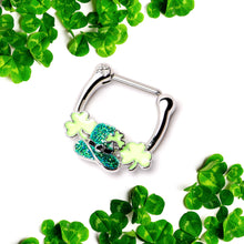 Load image into Gallery viewer, 16G 5/16 Glitter Top Hat Shamrock St Patricks Cartilage Clicker