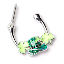 Load image into Gallery viewer, 16G 5/16 Glitter Top Hat Shamrock St Patricks Cartilage Clicker