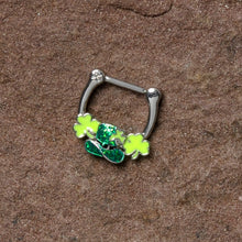Load image into Gallery viewer, 16G 5/16 Glitter Top Hat Shamrock St Patricks Cartilage Clicker