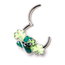 将图片加载到图库查看器,16G 3/8 Glitter Top Hat Shamrocks St Patricks Hinged Segment Ring