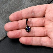 将图片加载到图库查看器,Purple Clear Gem Black Scrolling Hearts Belly Ring