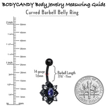 将图片加载到图库查看器,Purple Clear Gem Black Scrolling Hearts Belly Ring