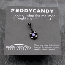 将图片加载到图库查看器,Purple Clear Gem Black Scrolling Hearts Belly Ring
