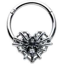 Load image into Gallery viewer, 16G 3/8 Clear CZ Gem Heart of Spider Hinged Segment Ring