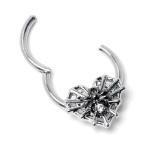 Load image into Gallery viewer, 16G 3/8 Clear CZ Gem Heart of Spider Hinged Segment Ring