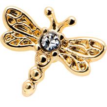 Load image into Gallery viewer, Clear Gem Gold Tone Flying Dragonfly Barbell Tongue Ring