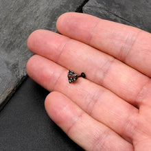 Load image into Gallery viewer, 16G 5/16 Red Clear CZ Gem Black Floral Heart Labret Monroe Tragus