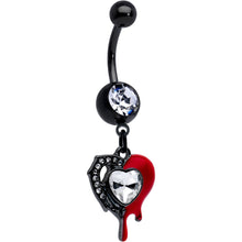 Load image into Gallery viewer, Clear Gem Black Bleeding Heart Dangle Belly Ring