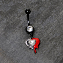 Load image into Gallery viewer, Clear Gem Black Bleeding Heart Dangle Belly Ring