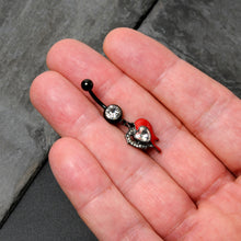 Load image into Gallery viewer, Clear Gem Black Bleeding Heart Dangle Belly Ring