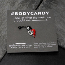 Load image into Gallery viewer, Clear Gem Black Bleeding Heart Dangle Belly Ring