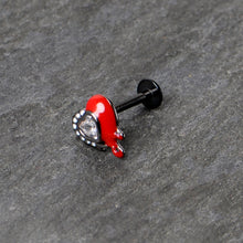 Load image into Gallery viewer, 16G 5/16 Clear Gem Black Bleeding Heart Labret Monroe Tragus