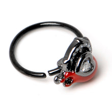 Load image into Gallery viewer, 20G 5/16 Clear Gem Black Bleeding Heart Nose Hoop