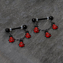 将图片加载到图库查看器,14G 9/16 Black Classic Ladybug Dangle Nipple Ring Set