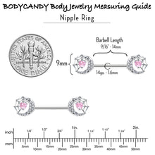 将图片加载到图库查看器,14G 9/16 Pink CZ Gem Heart Web Moon Barbell Nipple Ring Set