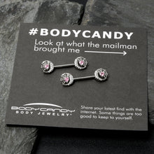 将图片加载到图库查看器,14G 9/16 Pink CZ Gem Heart Web Moon Barbell Nipple Ring Set