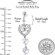 Load image into Gallery viewer, Clear CZ Gem Butterfly Hearts of Love Dangle Belly Ring