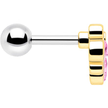 Load image into Gallery viewer, 16G 1/4 Pink Gem Golden Crown Deluxe Cartilage Tragus Earring
