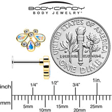 Load image into Gallery viewer, 16G 1/4 Aurora Gem Golden Crown Deluxe Labret