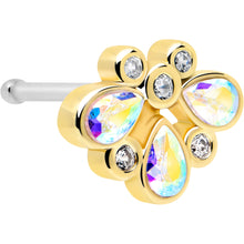 Load image into Gallery viewer, 20G 1/4 Aurora Gem Golden Crown Deluxe Nose Bone