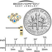 Load image into Gallery viewer, 20G 1/4 Aurora Gem Golden Crown Deluxe Nose Bone