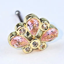 将图片加载到图库查看器,20G 1/4 Pink Gem Golden Crown Deluxe Nose Bone