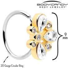 Load image into Gallery viewer, 20G 5/16 Clear Gem Golden Crown Deluxe Nose Hoop