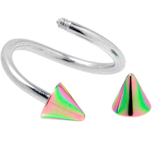 Load image into Gallery viewer, 16G 3/8 Rainbow Cone Ends Spiral Twister Eyebrow Ring