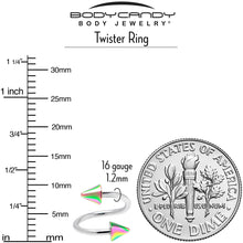 Load image into Gallery viewer, 16G 3/8 Rainbow Cone Ends Spiral Twister Eyebrow Ring