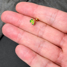 Load image into Gallery viewer, 16G 1/4 Clear Gem Gold Hue Lucky Shamrock Cartilage Tragus Earring