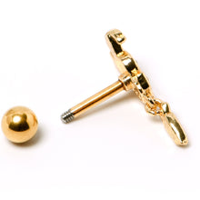 Load image into Gallery viewer, 16G 1/4 Gold Hue Cutie Easter Bunny Dangle Cartilage Tragus Earring