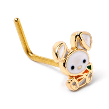 Load image into Gallery viewer, 20G 7mm Gold Tone Cutie Easter Bunny L Shape Nose Ring