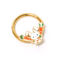 将图片加载到图库查看器,16G 3/8 Gold Tone Cutie Easter Bunny Hinged Segment Ring