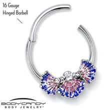 将图片加载到图库查看器,16G 3/8 Clear CZ Gem Mesmerizing Sea Shells Hinged Segment Ring