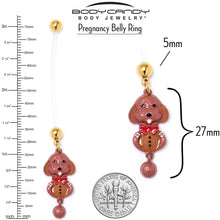 将图片加载到图库查看器,Brown Dog Red Bow Dangle PTFE Pregnancy Belly Ring