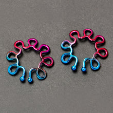 将图片加载到图库查看器,Rainbow Trippy Flower Clip On Fake Nipple Ring Set