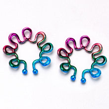 将图片加载到图库查看器,Rainbow Trippy Flower Clip On Fake Nipple Ring Set