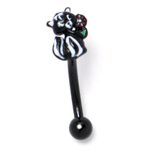 Load image into Gallery viewer, 16G 5/16 Black Funky Skunk Curved Eyebrow Ring