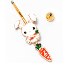 Load image into Gallery viewer, Gold Tone Cutie Easter Bunny Carrot Dangle Belly Ring