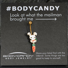 Load image into Gallery viewer, Gold Tone Cutie Easter Bunny Carrot Dangle Belly Ring