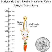 Load image into Gallery viewer, Gold Tone Cutie Easter Bunny Carrot Dangle Belly Ring