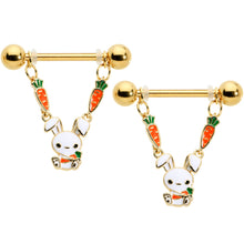 将图片加载到图库查看器,14G 9/16 Gold Tone Cutie Easter Bunny Dangle Nipple Ring Set