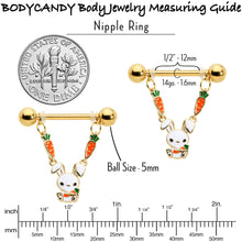 将图片加载到图库查看器,14G 9/16 Gold Tone Cutie Easter Bunny Dangle Nipple Ring Set