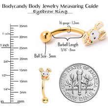 Load image into Gallery viewer, 16G 5/16 Gold Tone Cutie Easter Bunny Curved Eyebrow Ring
