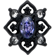 Load image into Gallery viewer, 16G 5/16 Purple Gem Black Scrolling Hearts Labret Monroe Tragus
